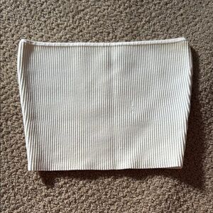 Babaton Cream Ribbed Mini Top